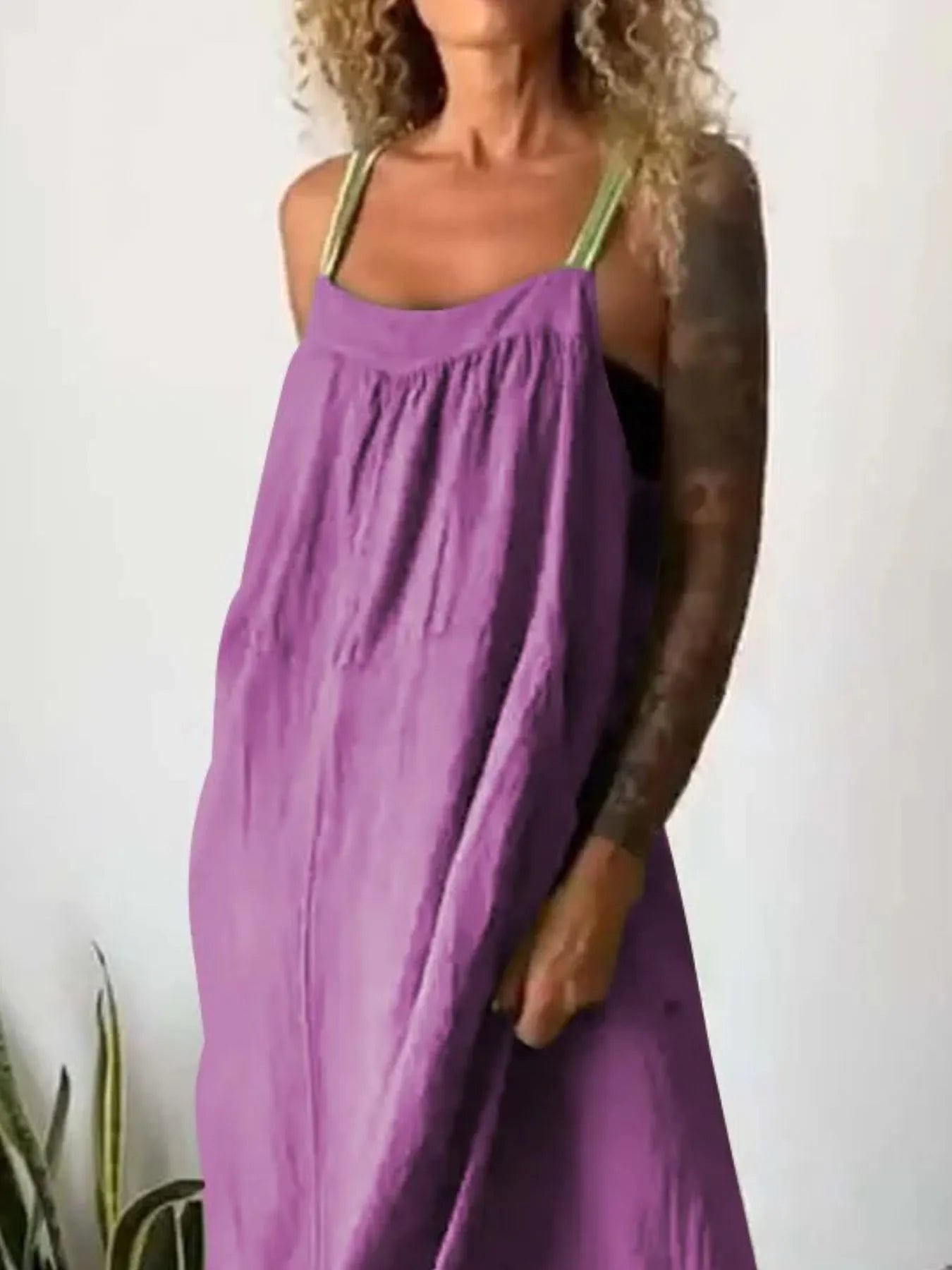 Ruched Cami Maxi Dress with Pockets Size Small - 5XL Plus - Tigbul's Variety Fashion Shop