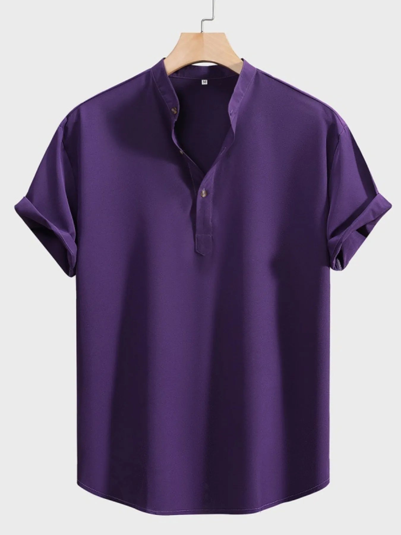 Men's Button Detail Short Sleeve Blouse - Tigbul's Variety Fashion Shop