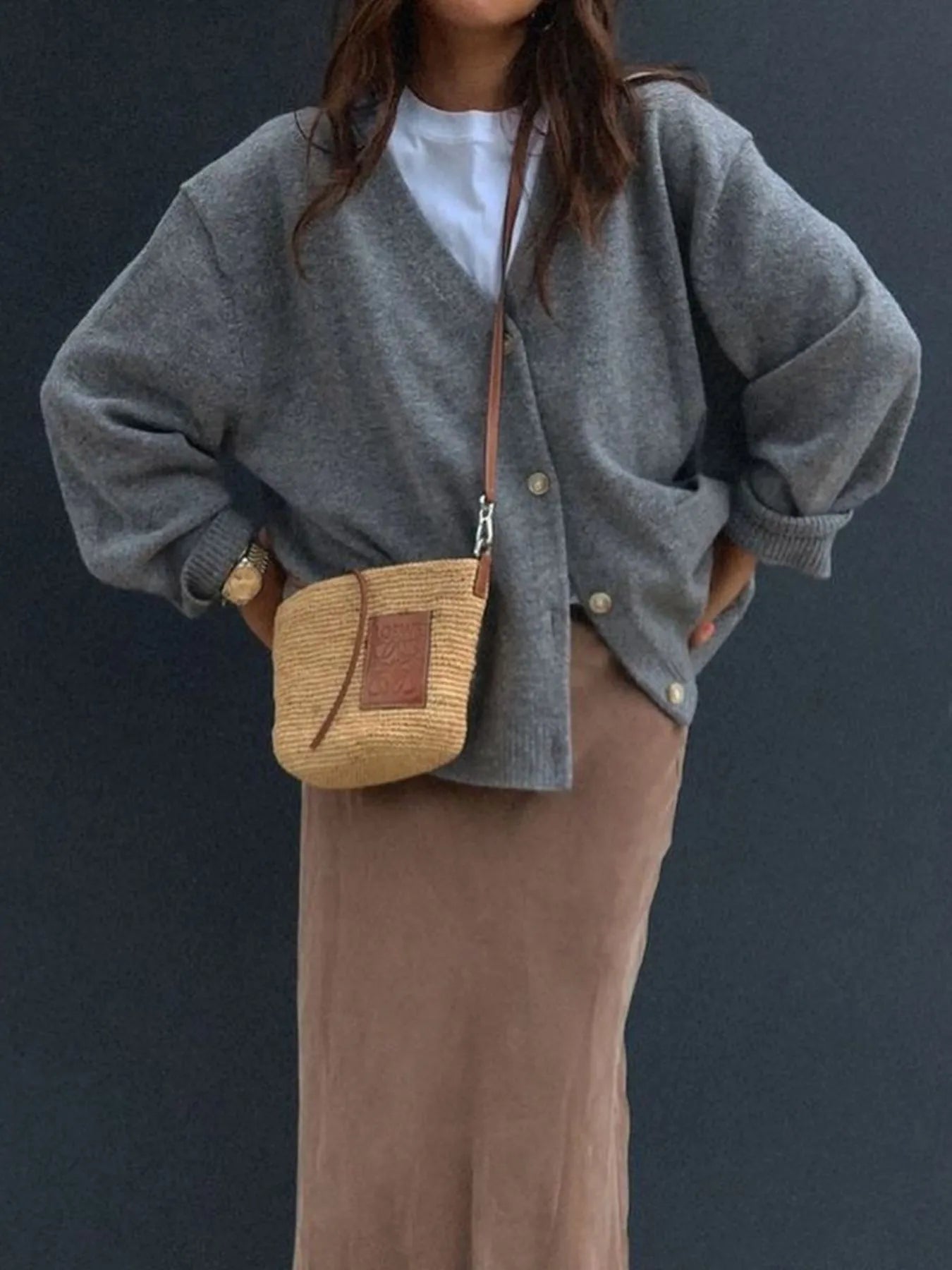 Button-Front Long Sleeve Cardigan - Tigbul's Variety Fashion Shop