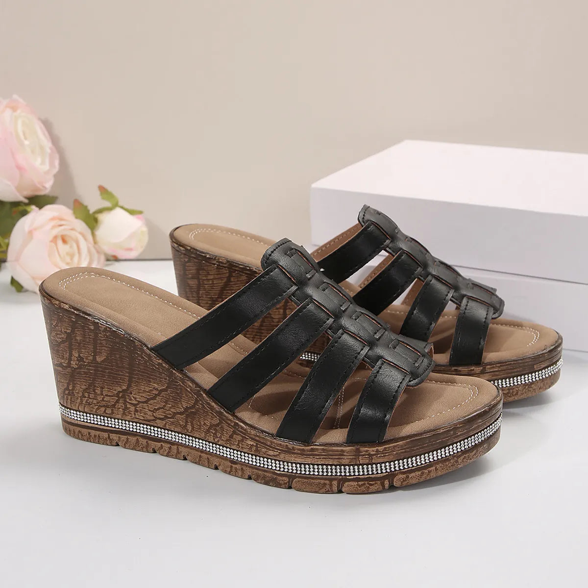 Wedge Platform Sandals with Multiple Strap Design - Tigbul's Variety Fashion Shop