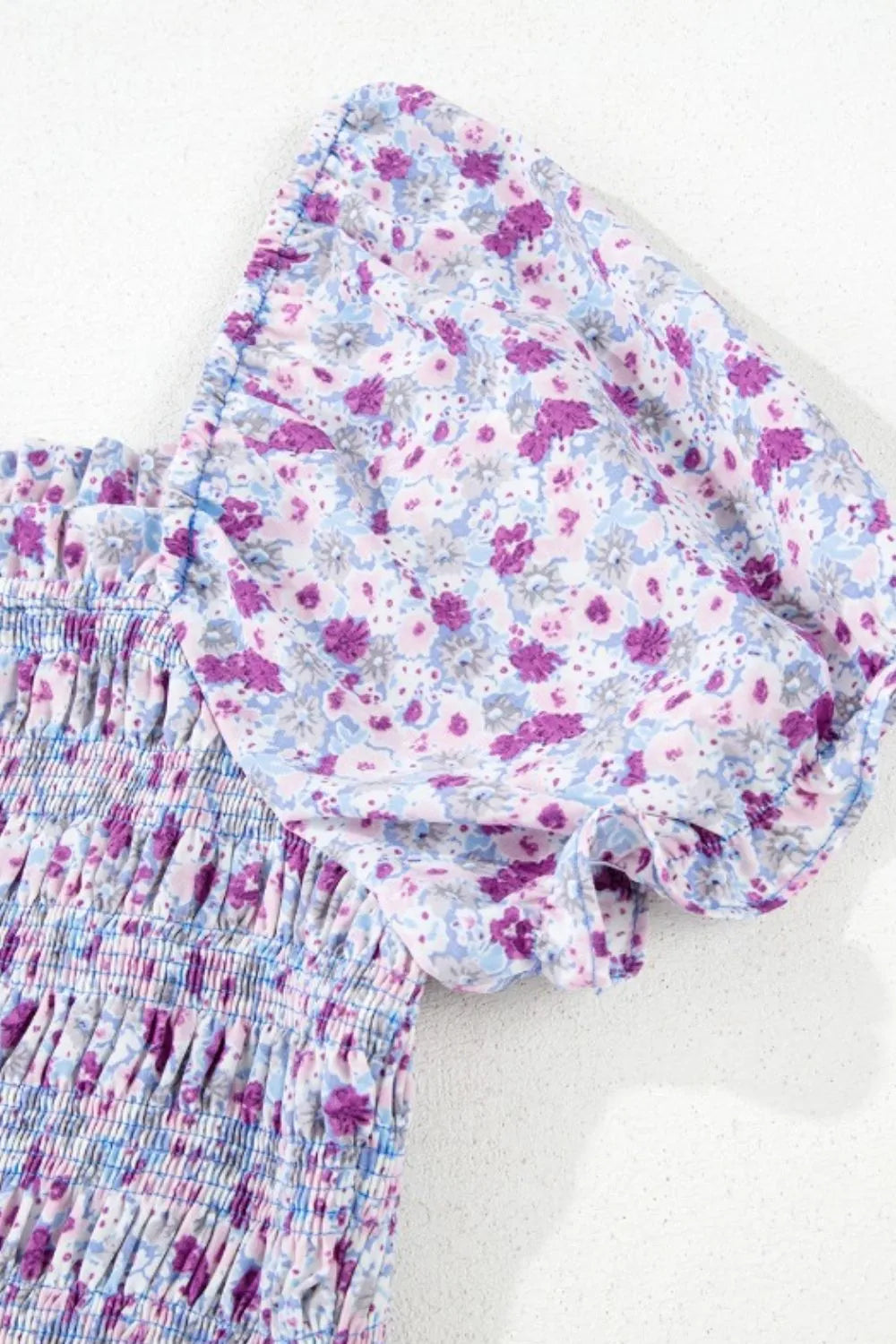 Lavender Tiered Floral Shirred High Waist Maxi Dress - Tigbul's Variety Fashion Shop