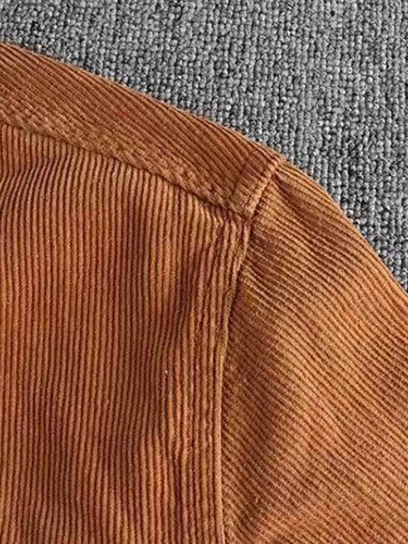Men's Plus Size Corduroy Long Sleeve Button Up Shirt - Tigbul's Variety Fashion Shop