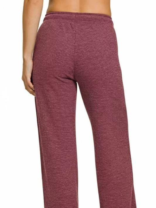 Zenana Ribbed Drawstring Lounge Pants - Tigbul's Variety Fashion Shop