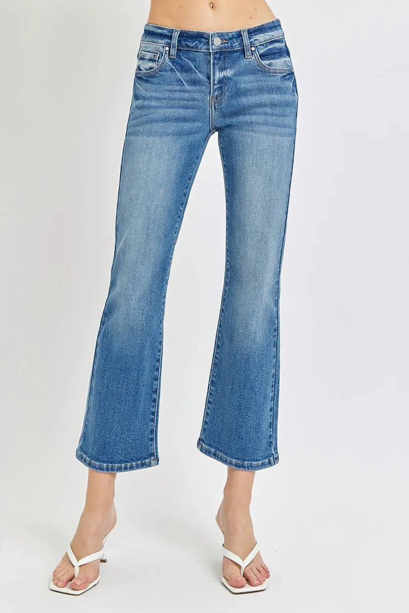 RISEN Full Size Low Rise Crop Flare Jeans Plus Size - Tigbul's Variety Fashion Shop