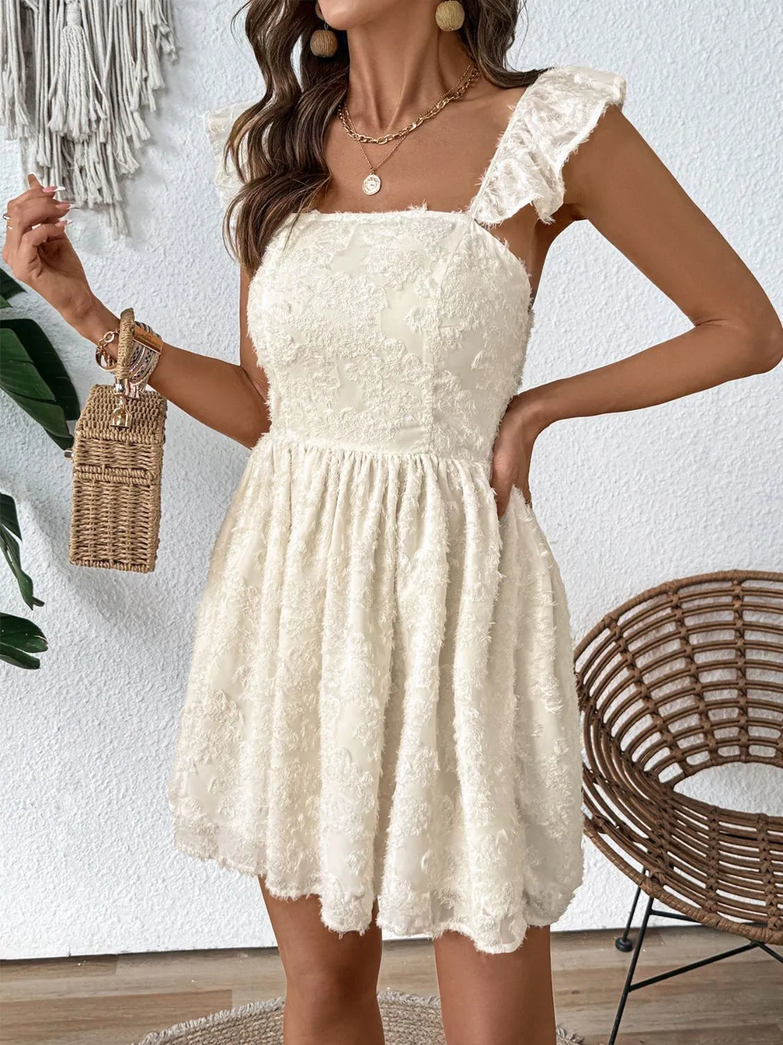 Cutout Cap Sleeve Mini Cami Dress - Tigbul's Variety Fashion Shop