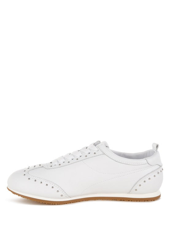 Odaya Studded Real Soft Leather Sneakers - Tigbul's Variety Fashion Shop