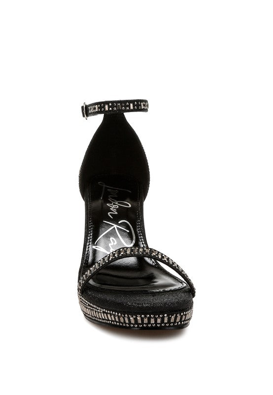 Ronan Rhinestones Embellished Block Sandals - Tigbul's Variety Fashion Shop