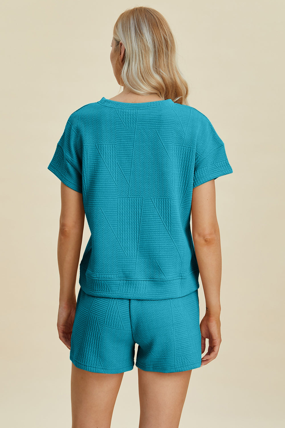 Texture Short Sleeve Top and Shorts Set - Tigbul's Variety Fashion Shop