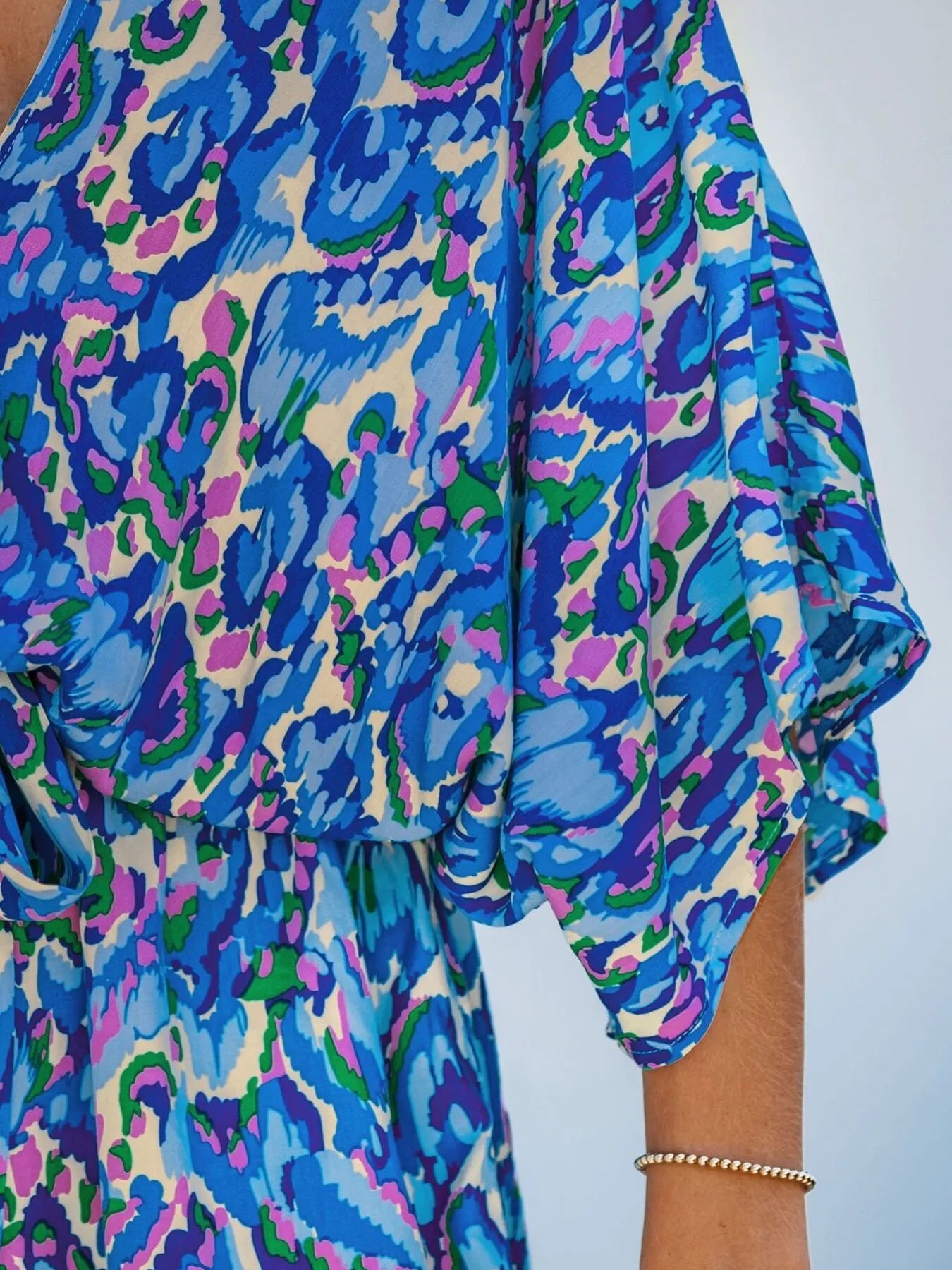 Bohemian Floral Print V-Neck Batwing Sleeve Romper - Tigbul's Variety Fashion Shop