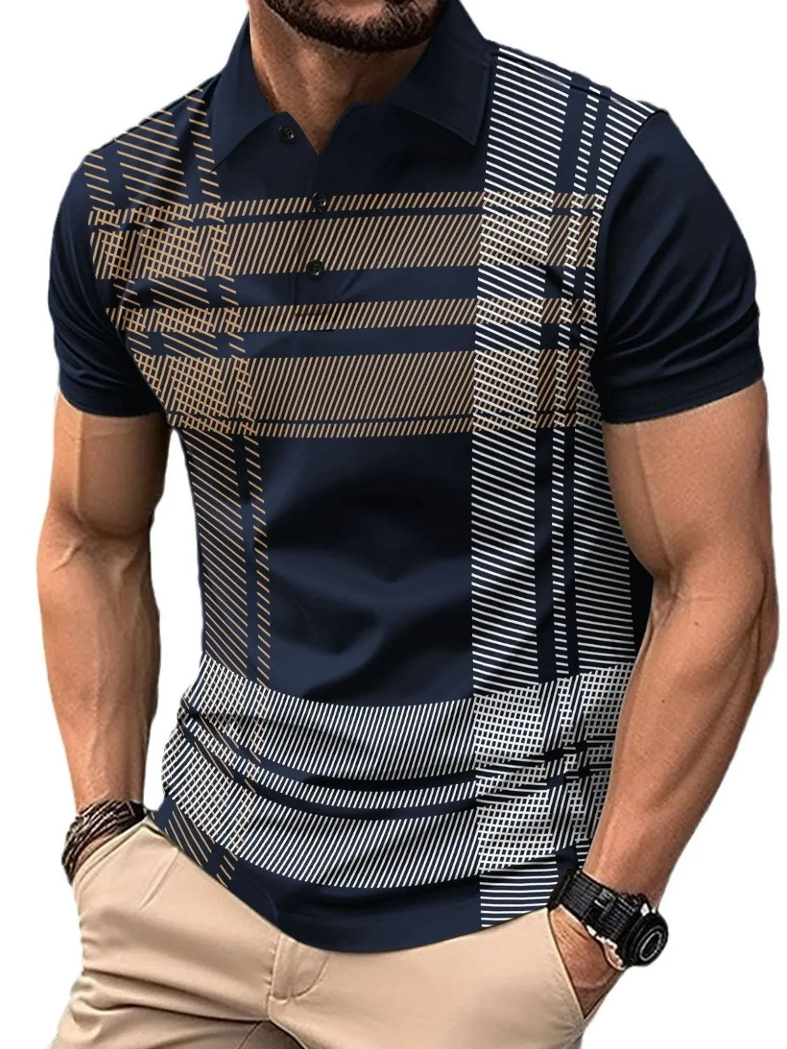 Men's Full Size Button Detail Short Sleeve Polo Plus Size - Tigbul's Variety Fashion Shop
