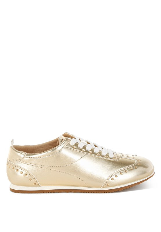 Yorika Studded Metallic Pleather Sneakers - Tigbul's Variety Fashion Shop