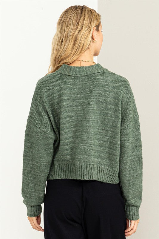 Button Front Cropped Cardigan Sweater - Tigbul's Variety Fashion Shop