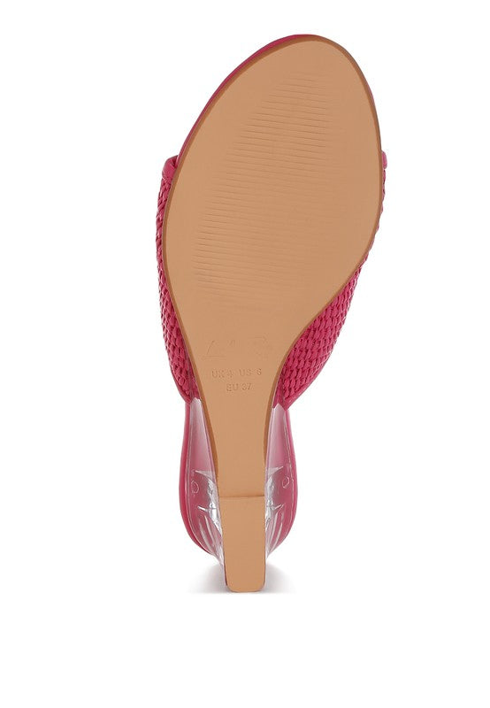 Osminda Raffia Clear Heel Wedge Sandals - Tigbul's Variety Fashion Shop