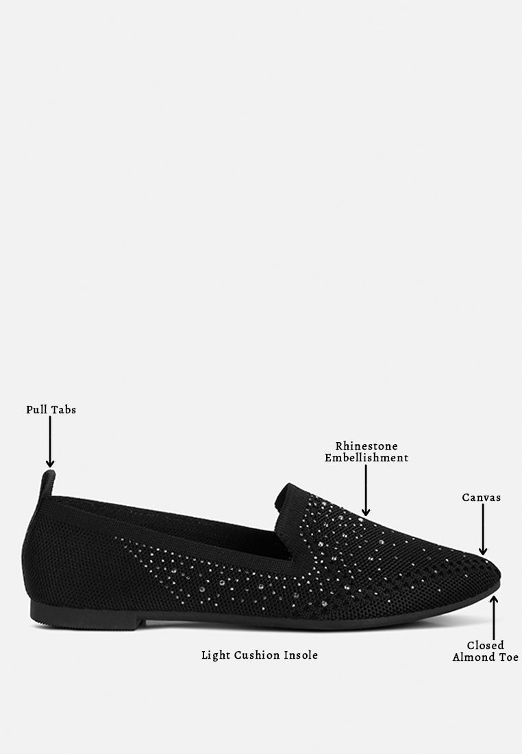 Abedi Rhinestone Embellished Pull Tab Loafers - Tigbul's Variety Fashion Shop