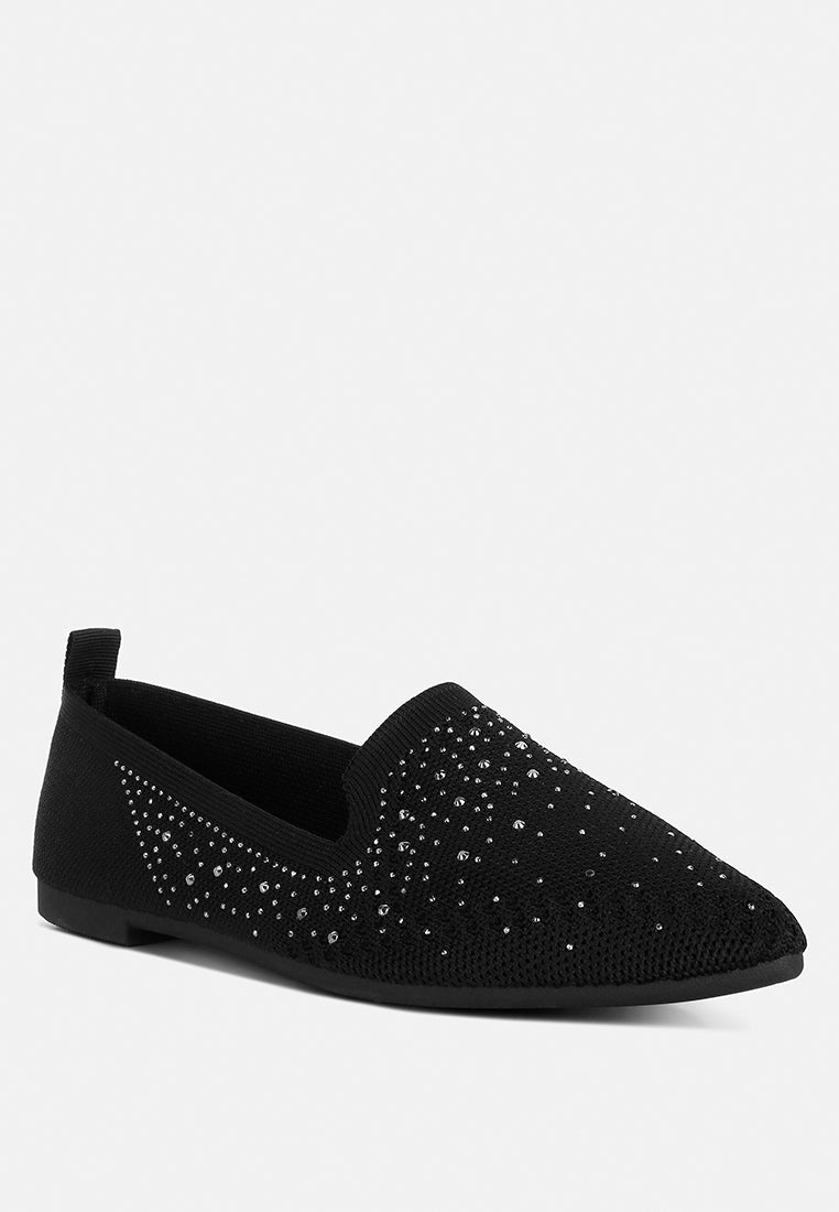 Abedi Rhinestone Embellished Pull Tab Loafers - Tigbul's Variety Fashion Shop
