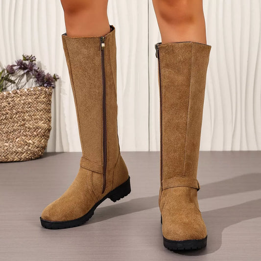 Round Toe Block Heels Boots - Tigbul's Variety Fashion Shop