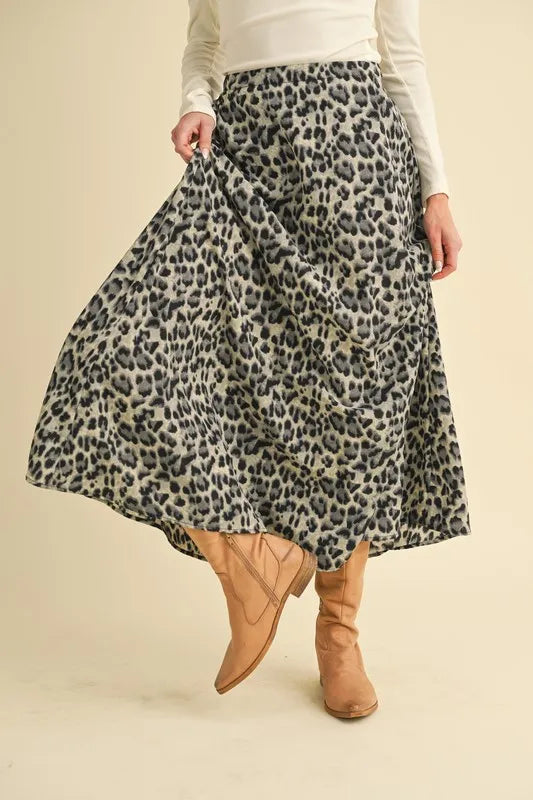 Black Leopard Midi Skirt - Tigbul's Variety Fashion Shop