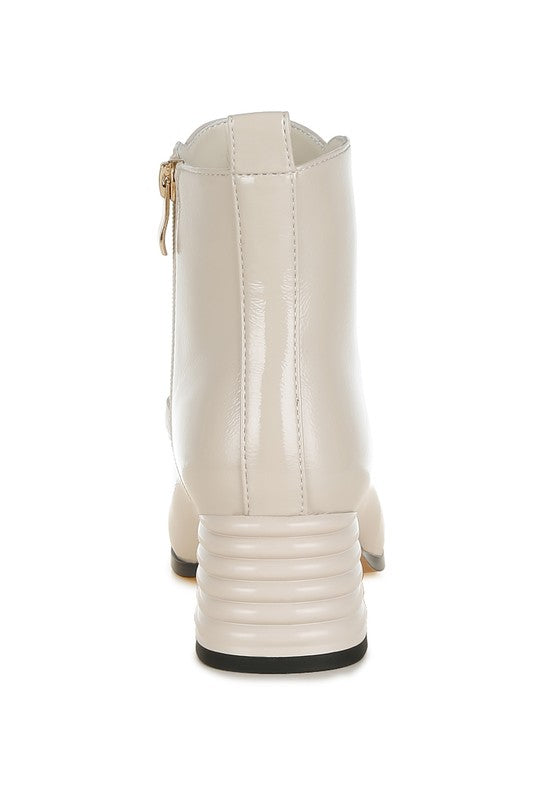 Algol Textured Block Heel Ankle Boots - Tigbul's Variety Fashion Shop