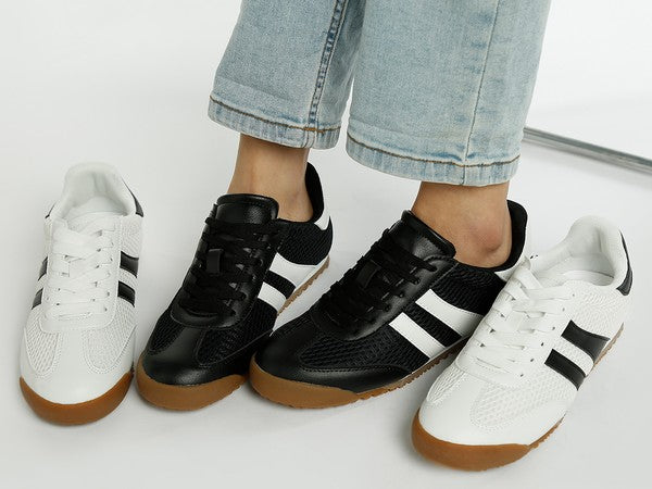 Blaster Casual Striped Lace-Up Sneakers - Tigbul's Variety Fashion Shop