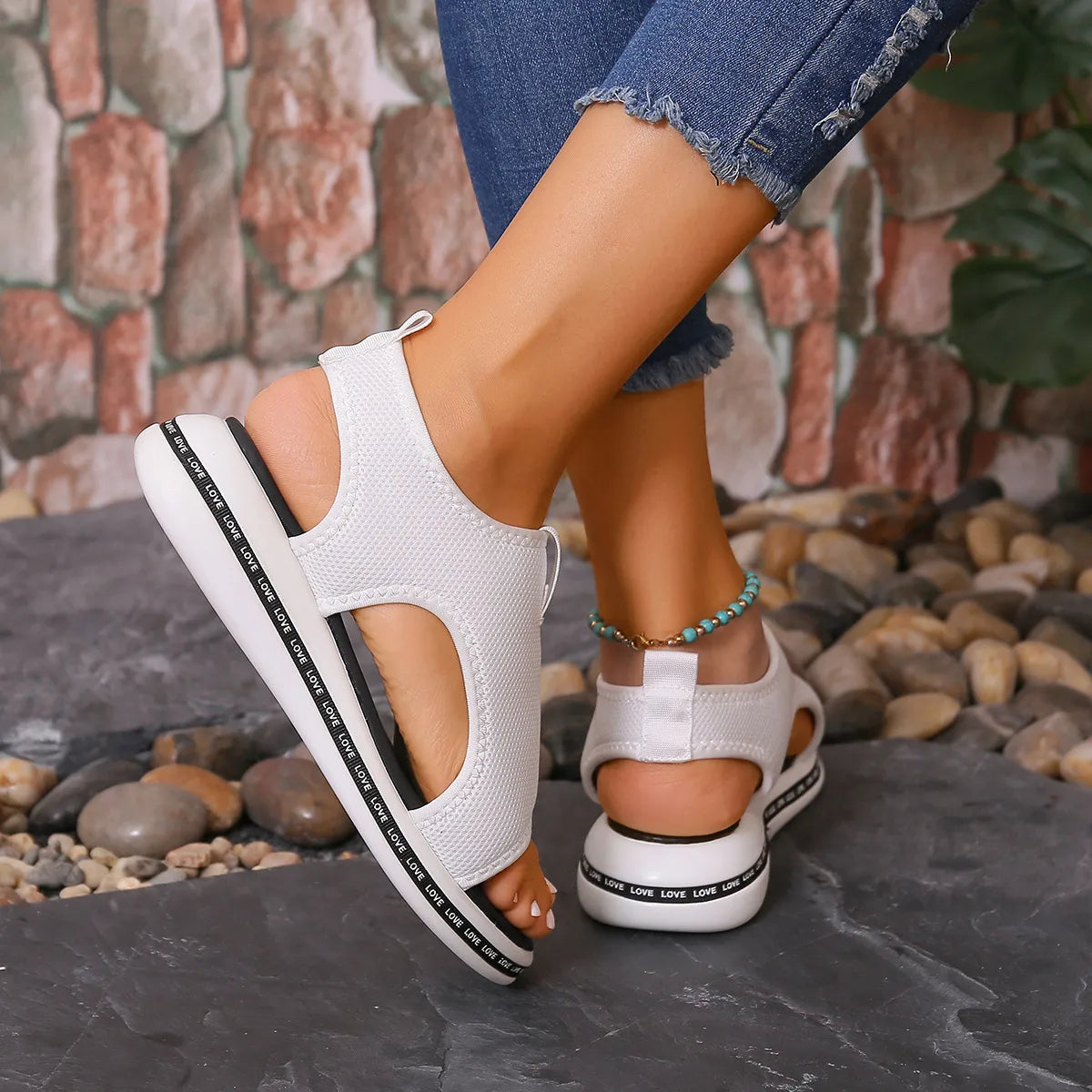 Mesh Open Toe Platform Sandals - Tigbul's Variety Fashion Shop