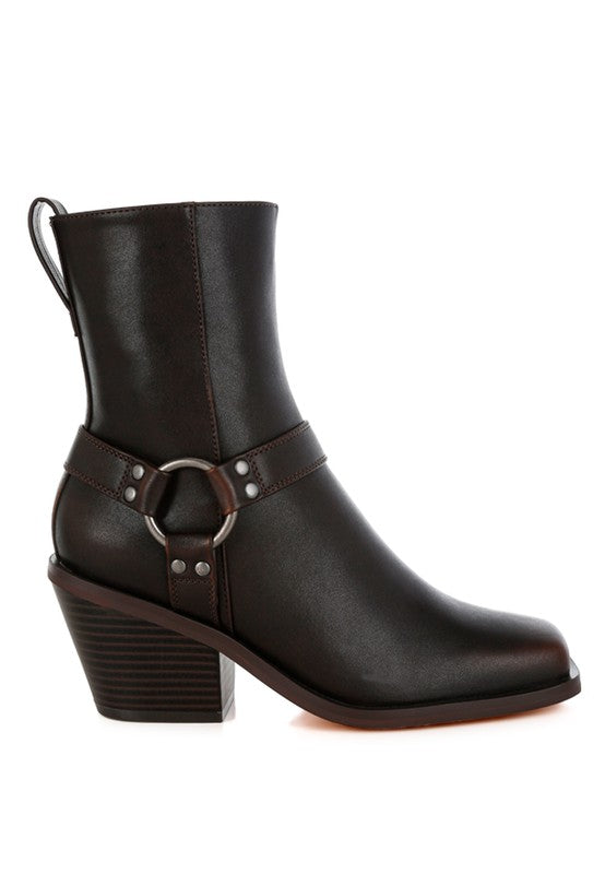 Baccata Elevated Harness Detail Ankle Boots - Tigbul's Variety Fashion Shop