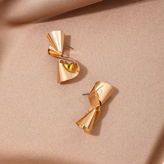 18K Gold-Plated Twist Earrings - Tigbul's Variety Fashion Shop