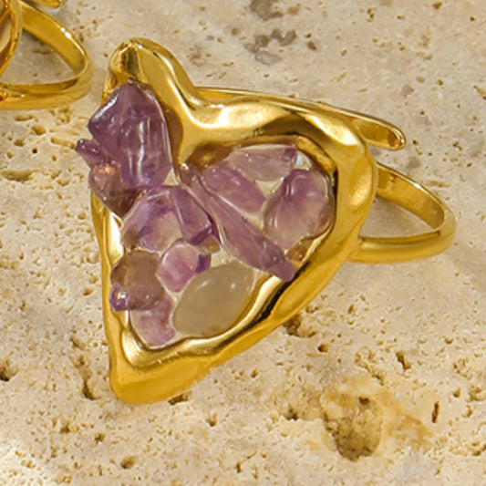 18K Gold-Plated Heart-Shaped Ring - Tigbul's Variety Fashion Shop