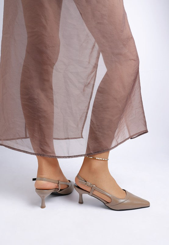 Luxton Slingback Pin Buckle Kitten Heels - Tigbul's Variety Fashion Shop
