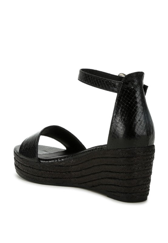 Utah Faux Leather Snake Wedge Espadrilles - Tigbul's Variety Fashion Shop