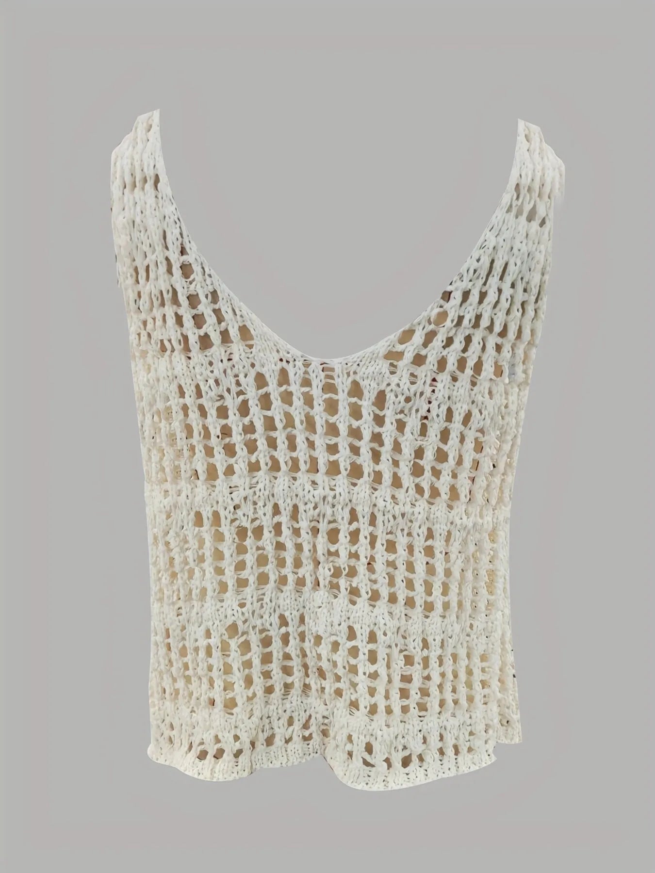 Crochet Knit V-Neck Sweater Vest - Tigbul's Variety Fashion Shop