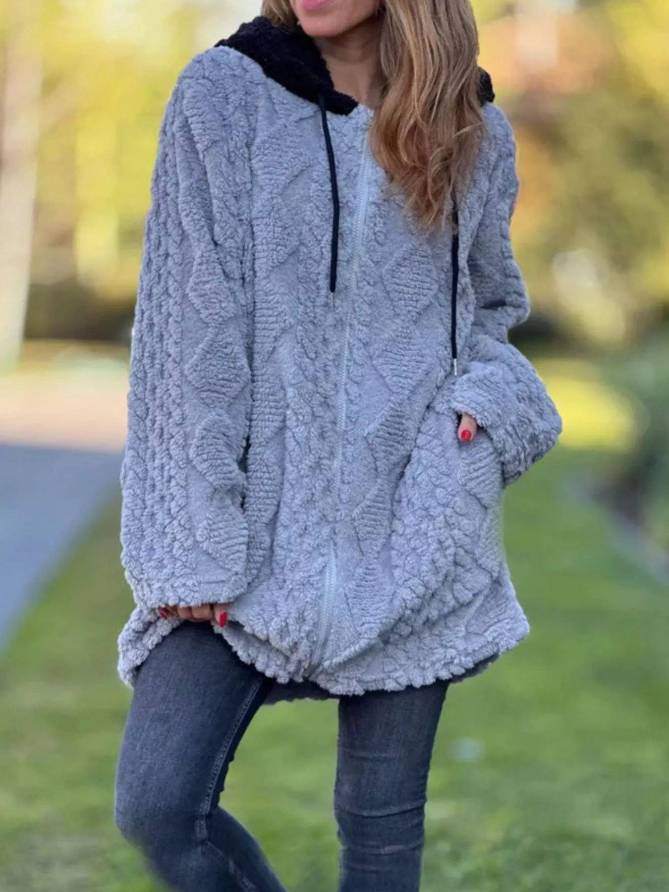 Full Size Zip Up Long Sleeve Fleece Jacket Plus Size - Tigbul's Variety Fashion Shop