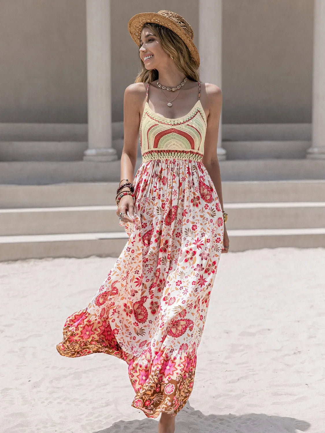 Printed Scoop Neck Cami Dress - Tigbul's Variety Fashion Shop