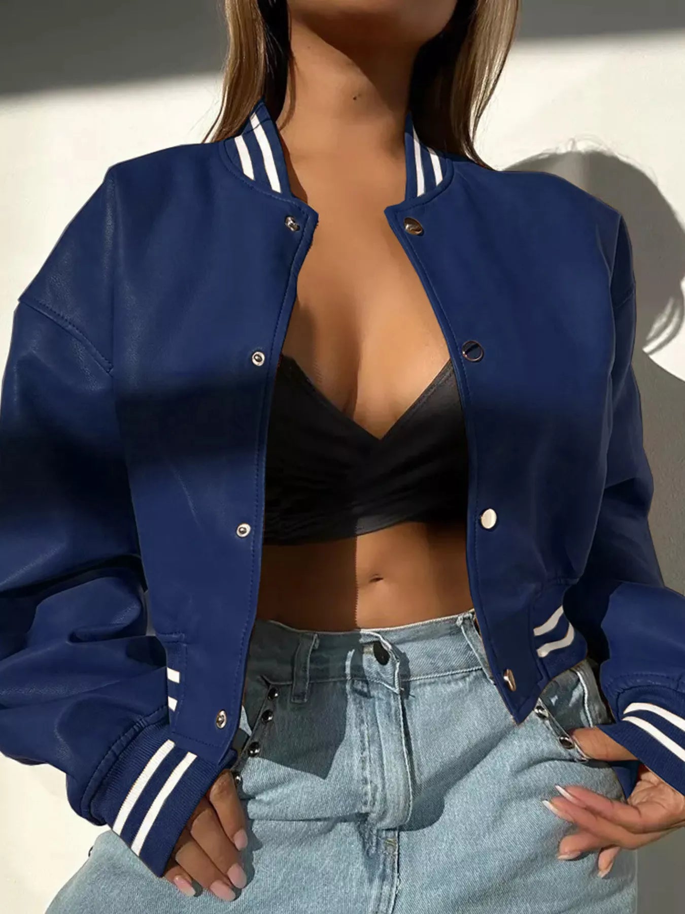 Snap Down Long Sleeve Jacket - Tigbul's Variety Fashion Shop