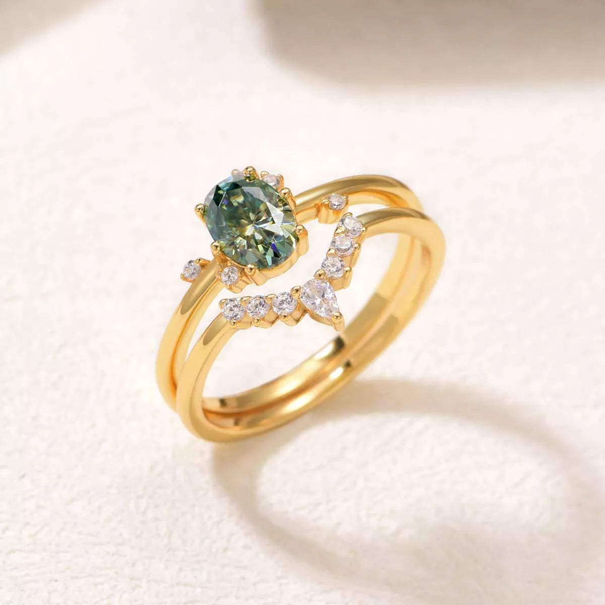 1 Carat Moissanite 925 Sterling Silver 2 Piece Ring - Tigbul's Variety Fashion Shop