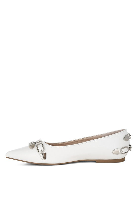 Golini Belt Buckle Detail Ballerinas - Tigbul's Variety Fashion Shop