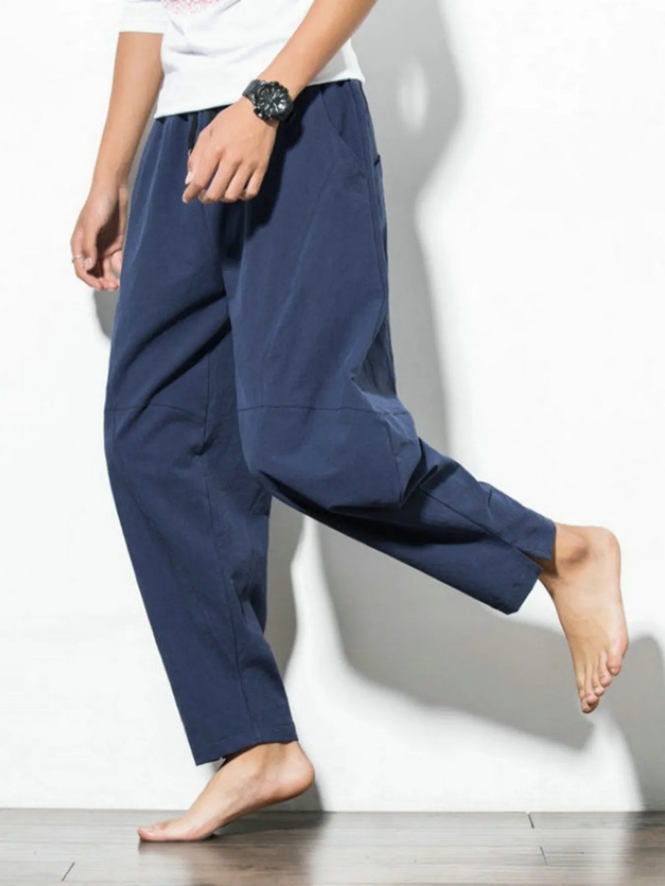 Men's Plus Size Casual Drawstring Wide Leg Pants - Tigbul's Variety Fashion Shop