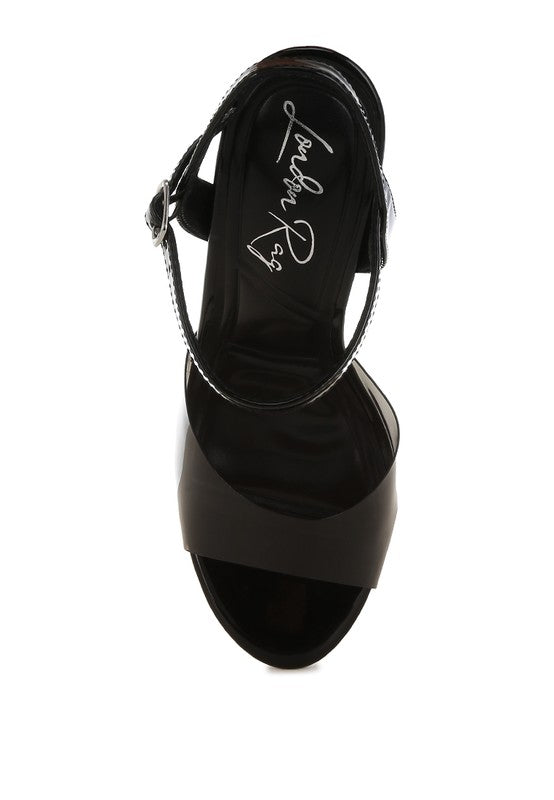 Kessel Tinted Clear Strap Block Heel Sandals - Tigbul's Variety Fashion Shop