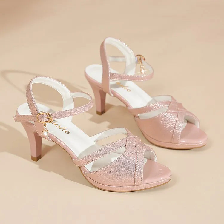 Open Toe Mid Heel Sandals - Tigbul's Variety Fashion Shop