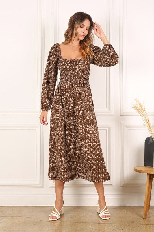 Square neck vintage puff dress - Tigbul's Variety Fashion Shop