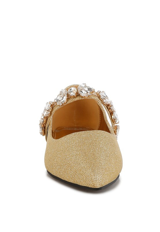 Flavia Diamante Brooch Glitter Ballerinas - Tigbul's Variety Fashion Shop