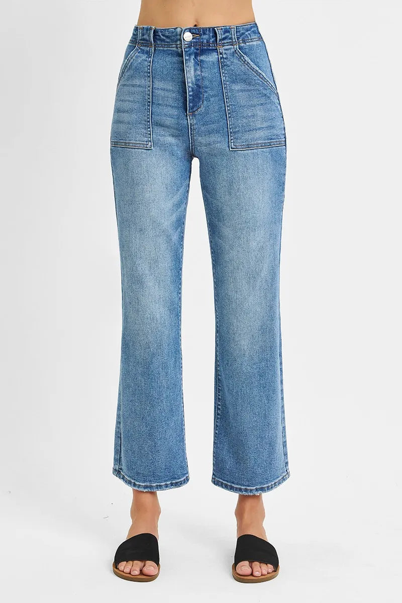 RISEN Full Size High Waisted Bootcut Cropped Jeans Plus Size - Tigbul's Variety Fashion Shop
