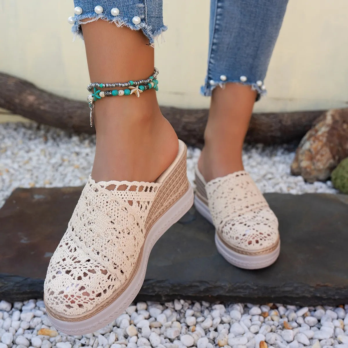 Round Toe Wedge Sandals - Tigbul's Variety Fashion Shop