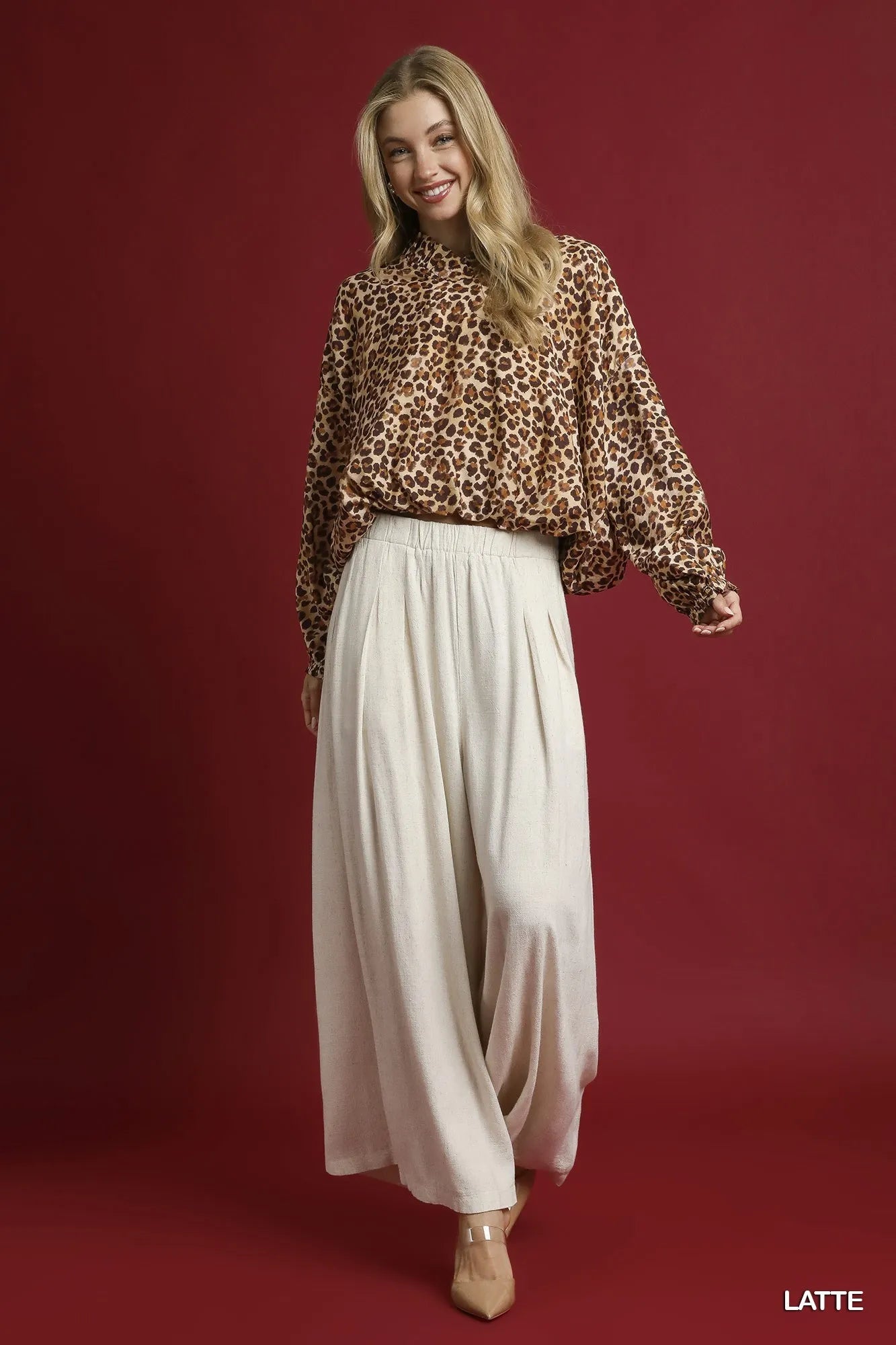 Umgee Leopard Print Balloon Sleeve Blouse - Tigbul's Variety Fashion Shop