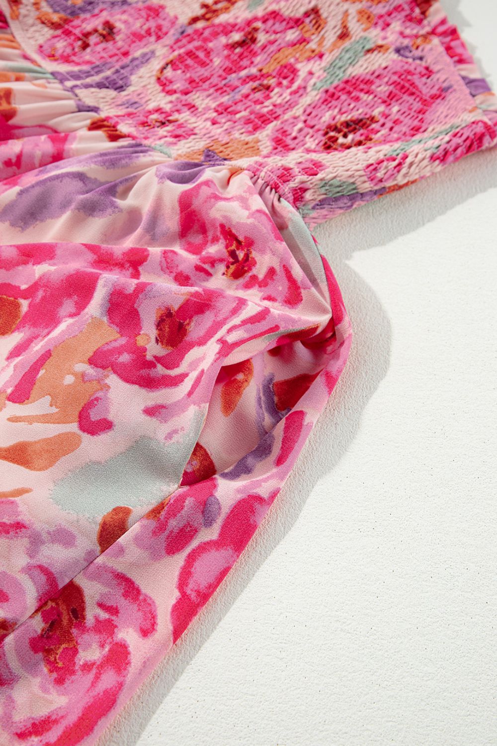 Floral Print Shirred One Shoulder Maxi Dress - Tigbul's Variety Fashion Shop
