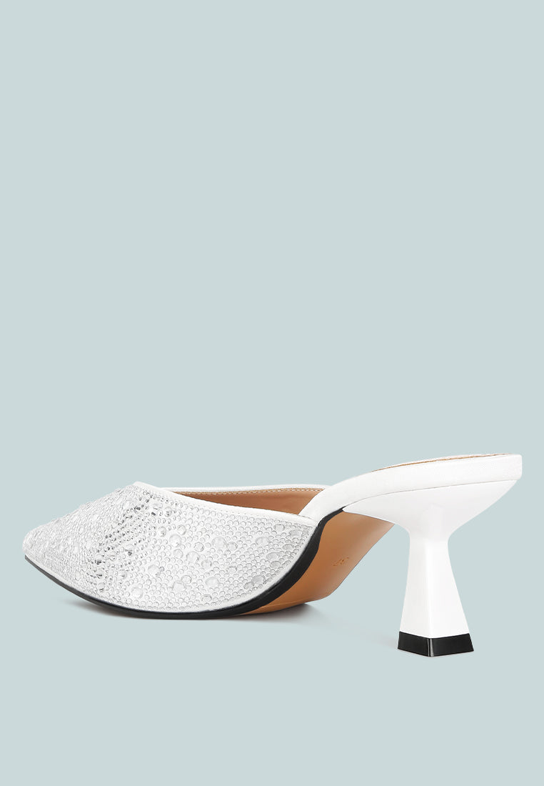 Aldora Rhinestones Embellished Satin Mules - Tigbul's Variety Fashion Shop