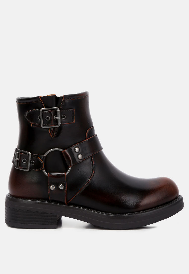 Allux Brushed Faux Leather Pin Buckle Boots - Tigbul's Variety Fashion Shop