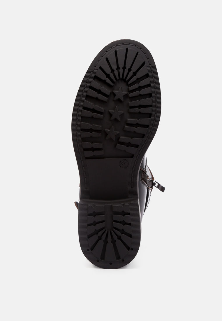 Allux Brushed Faux Leather Pin Buckle Boots - Tigbul's Variety Fashion Shop