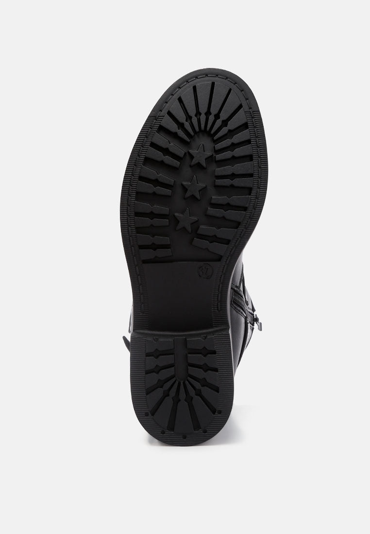 Allux Faux Leather Pin Buckle Boots - Tigbul's Variety Fashion Shop