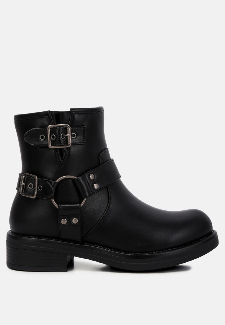 Allux Faux Leather Pin Buckle Boots - Tigbul's Variety Fashion Shop
