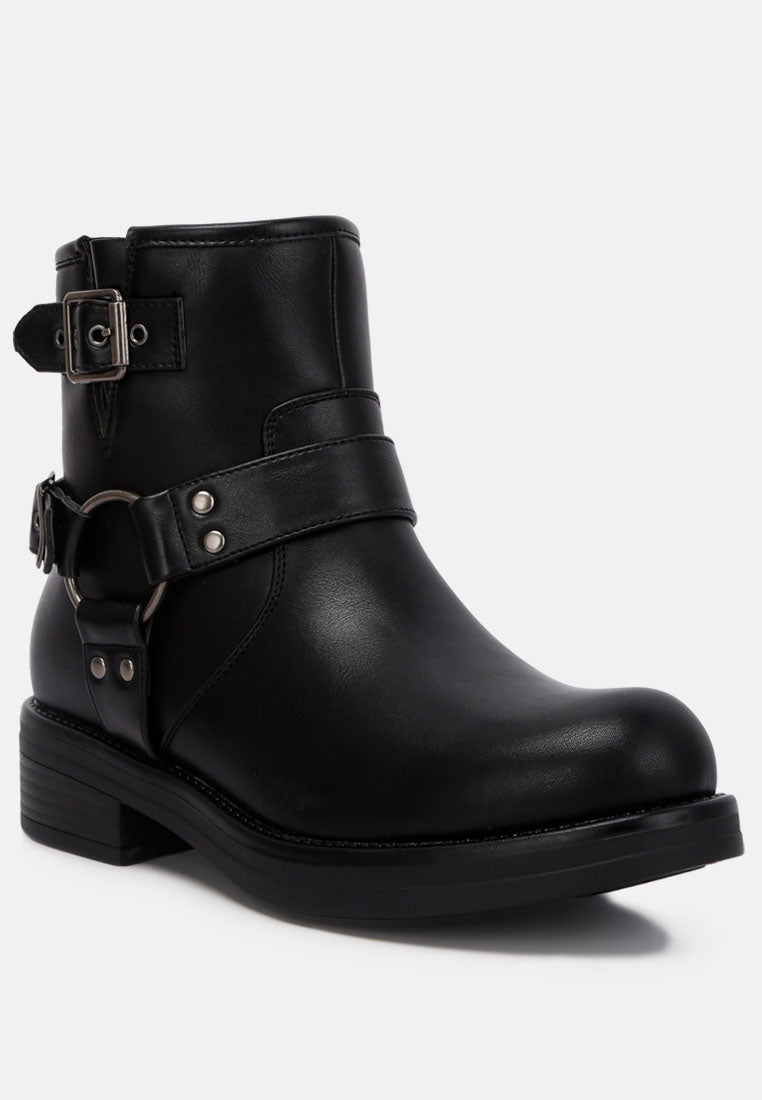 Allux Faux Leather Pin Buckle Boots - Tigbul's Variety Fashion Shop
